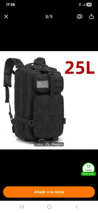 Mochila Táctica 25L Negra