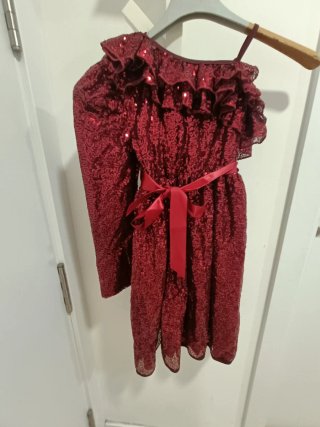 Vestido Fiesta Niña Shein Rojo Talla 9