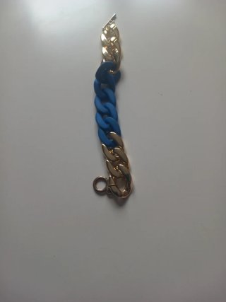 Pulsera de eslabones azul y dorada