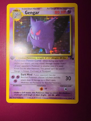 Carta Pokémon Gengar 1ª Edición  Fossil Holo