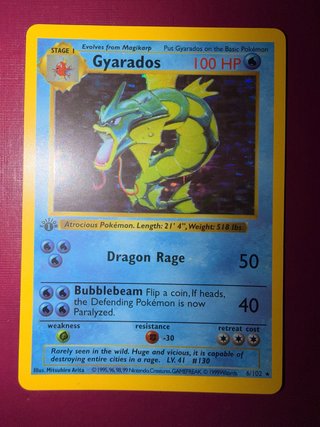 Carta Pokémon Gyarados 1ª Edición 1999 Holo