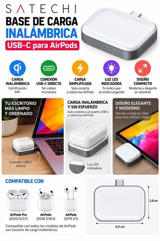 Cargador inalámbrico Satechi USB-C para AirPods ·