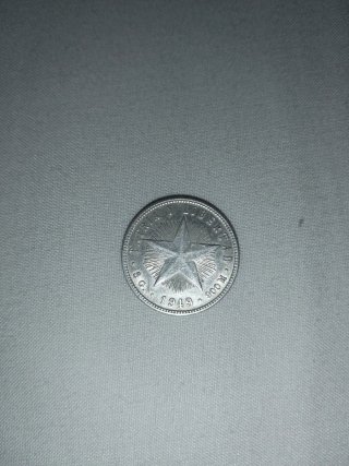 Moneda plata Cuba 1949 20 Centavos primera republi