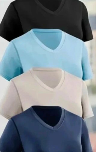 Pack 4 Camisetas Básicas Cuello en V