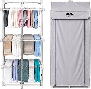 GlamHaus Tendedero eléctrico de Aluminio con Cubierta para Interiores, se pliega para un fácil Almac