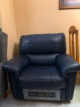 Sillón Relax Reclinable de Piel Azul