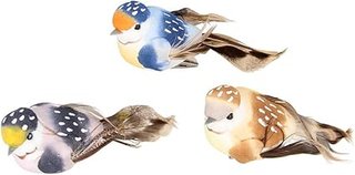 Artémio - Pájaro Decorativo sobre Pinza (10 x 4,5 x 4 cm, 3 Unidades), Multicolor