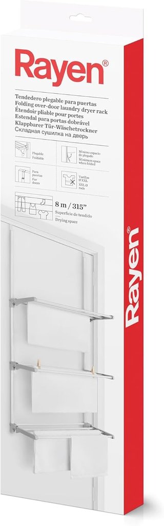 Rayen | Tendedero Plegable para Puertas y Pared, Varillas XXL, 8m de Superficie de Tendido, Multifun