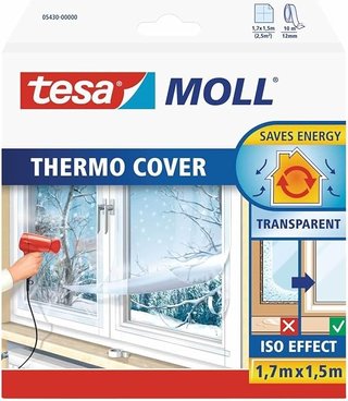 tesamoll Thermo Cover, Cubierta Transparente para el Aislamiento Térmico de Ventanas, Incluye Cinta
