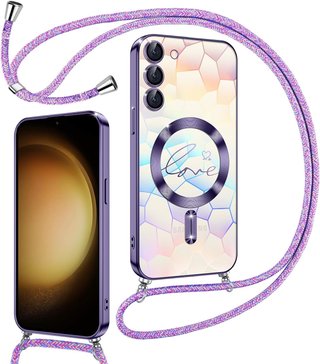 Kokio Funda Glitter Magnética para Samsung Galaxy S23 5G con Cuerda [Compatible con MagSafe] Antigol