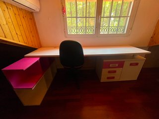 Set de muebles de habitación juvenil rosa y blanco