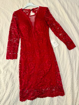 Vestido de encaje rojo Nochevieja Fiesta