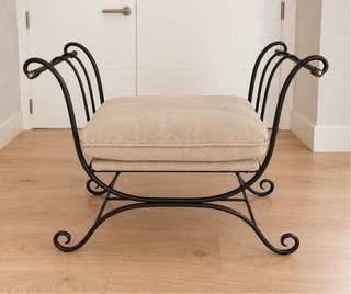 Banqueta Hierro Forjado Cojín Beige