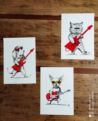 Set di 3 illustrazioni rock n'roll
