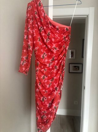 Vestido Lady Pipa Asimétrico Rojo y Rosa