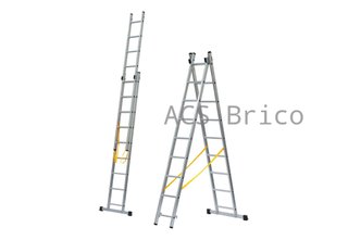 Escalera Aluminio 2X9 - 2,60+2,60 M - 52-58x25mm