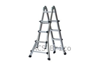 Escalera Telescópica Articulada Aluminio 4+4 Pestaña