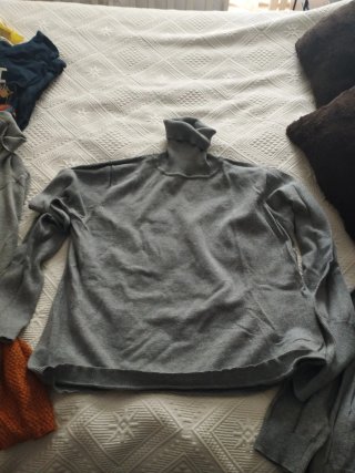 Jersey de cuello vuelto gris talla 46