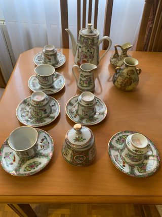 Juego de té y jarrones estilo Macao y Satsuma