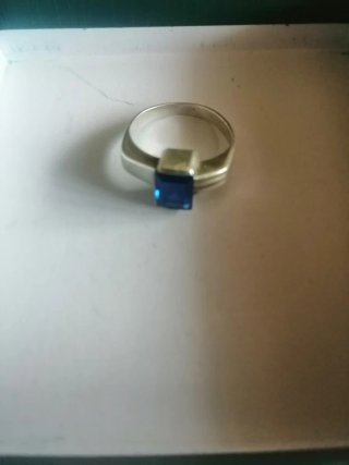 Anillo de Plata con Circonita Azul talla 12