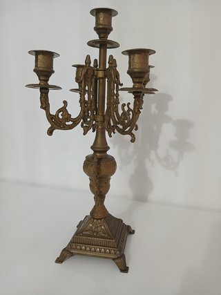 Candelabro antico 5 fiamme in ottone