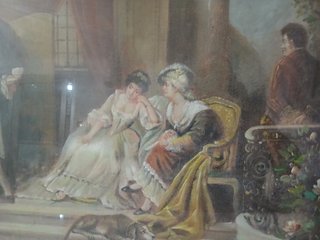 Quadro su tavola scena cortigiani rococò