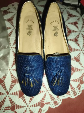 Zapatos Justin Azules Trenzados con Borlas