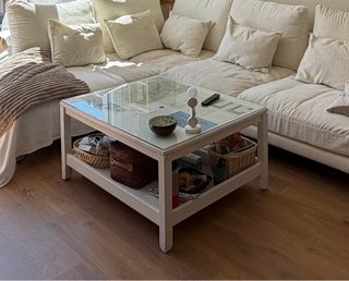 Mesa de centro IKEA Havsta blanca con cristal