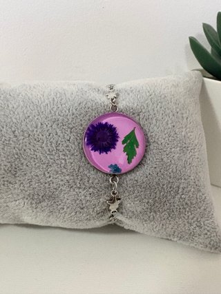 Pulsera de Acero con Flores Naturales