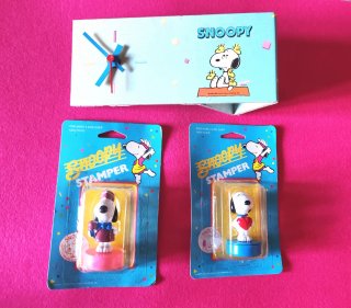 Set Vintage Snoopy: Orologio e 2 timbri