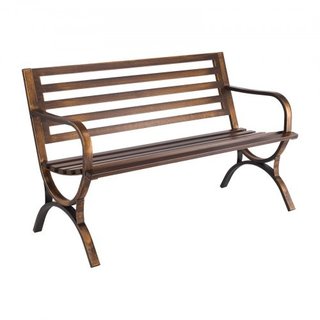 Outdoor Bench, 127 cm, Carbon Steel Metal Frame wi