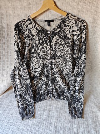 Chaqueta rebeca blanco negro Mango talla M mujer