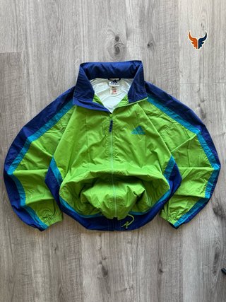 Adidas Chaqueta Vintag 90s Verde Neón Azul Nylon L