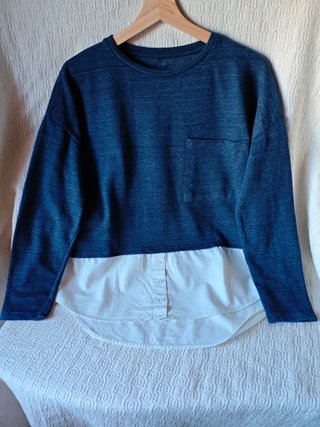 jersey azul + camisa blanca talla M mujer