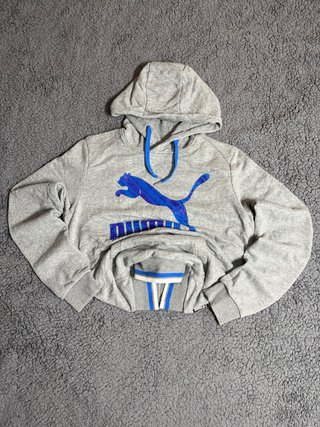 Sudadera Puma Gris con Logo Azul