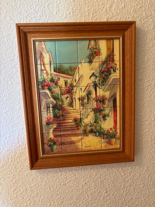 Quadro di piastrelle con cornice in legno