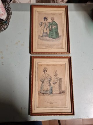 2 Stampe Moda Costumes Parisiens 1834