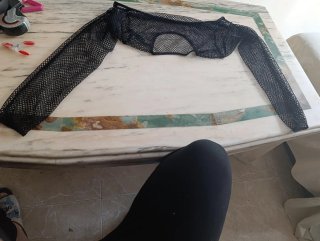 Top de manga larga de rejilla negro 40/42