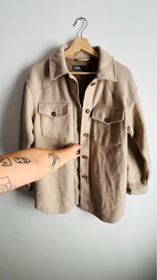 Sobrecamisa Abrigada Zara Beige