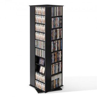 Torre giratoria para CD y DVD con 34 huecos, negra
