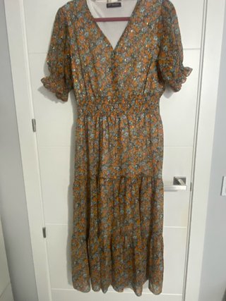 Vestido Largo Estampado Flores Talla XL