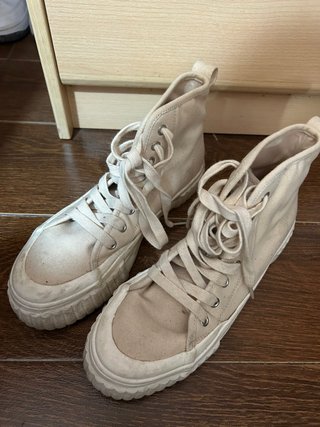 Botines de tela beige