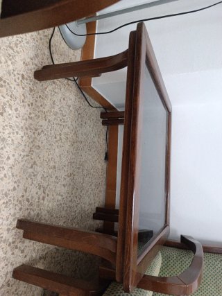 Mesa Auxiliar de Madera y Cristal