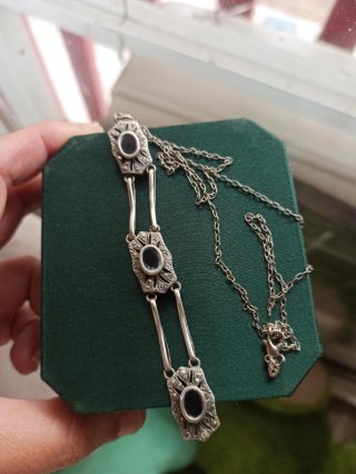 Collar Antiguo de Plata y Ónix