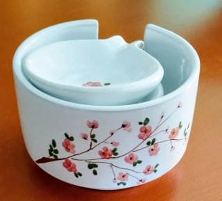 Posacenere o salsiera vintage in ceramica dipinta