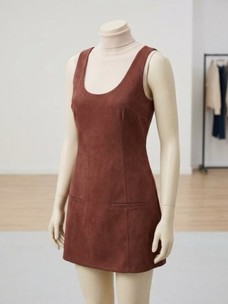 Vestido de ante marrón Zara