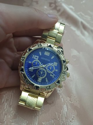 Reloj Geneva Dorado y Azul