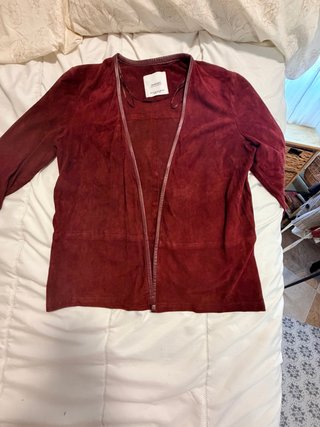 Chaqueta de ante y piel Mango burdeos