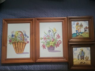 Set di 4 quadri di piastrelle decorative