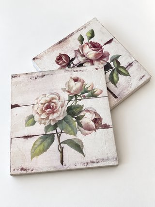 Pareja de Cuadros Florales Vintage